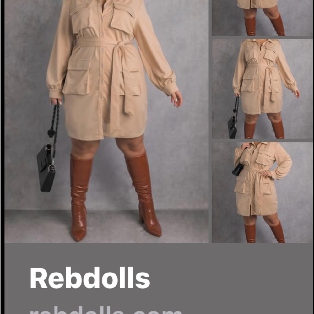 Rebdolls Tan Belted, Cargo Dress